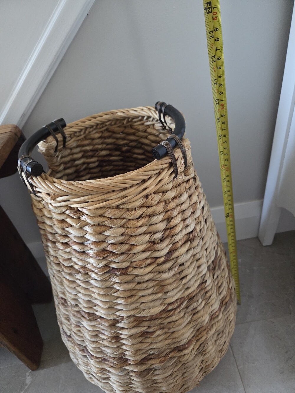 Tall Rattan Round Basket - Picture 9 of 11
